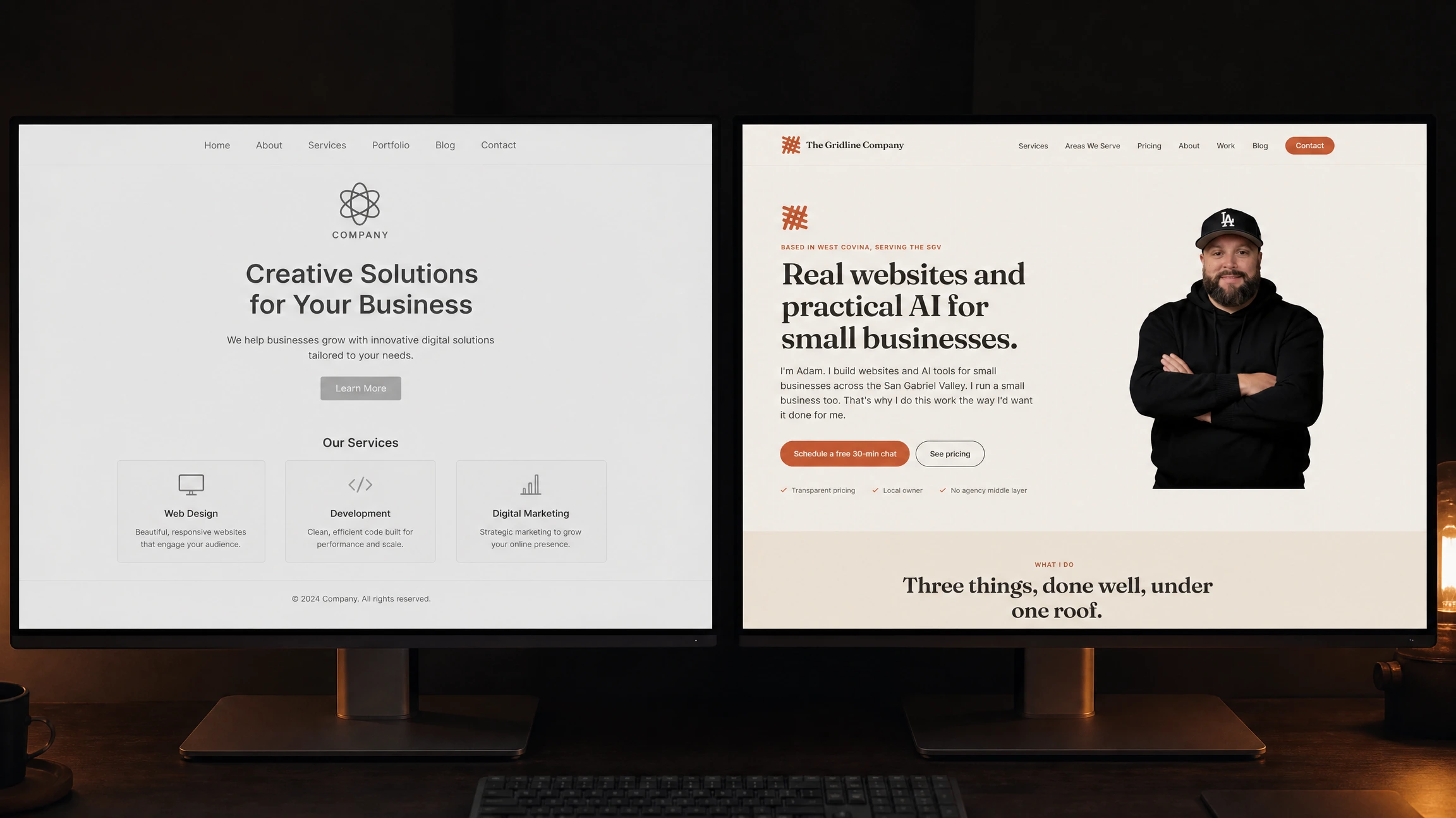 Web designer rebuilding a small business website from scratch